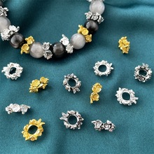 合金古银色花朵蝴蝶花环隔片跑环隔珠 diy饰品配件手链串珠材料