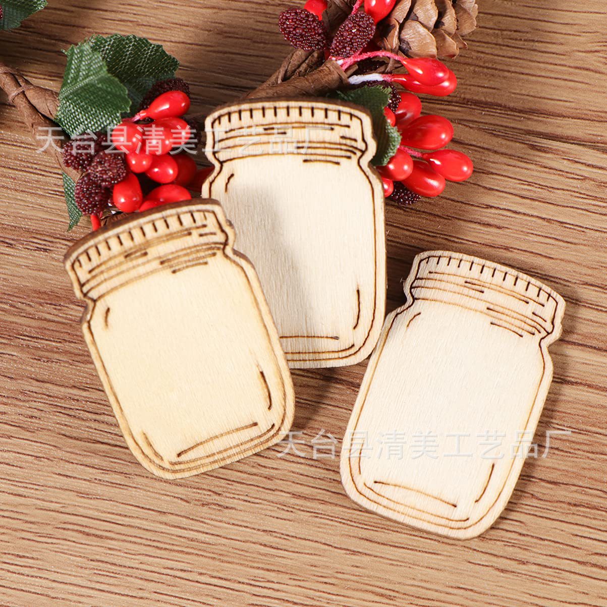 Botella hueca de madera, artesanías, piezas de madera en forma de botella, adornos de madera, adecuados para la decoración pintada de bricolaje de los niños