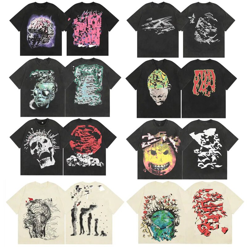 Summer New European and American Trendy Brand Men's and Women's T-Shirts Cotton Casual Loose Fit Summer Short-Sleeved Graphic T-Shirts Short-Sleeved Tops