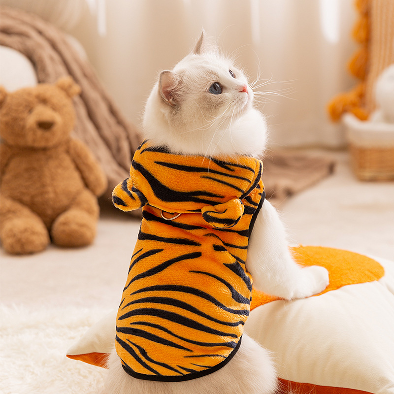 가을, 겨울 호랑이 귀여운 스타일 작은 동물 변형 조끼 푸른 고양이 새끼 고양이 털이 고양이 BIPED 애완 동물 옷