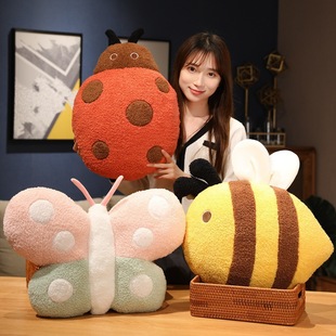 Creative Cute Cartoon Insect Pie Butterfly Beetle Bee Pillow Plush Home Sofa Cushion Decoration