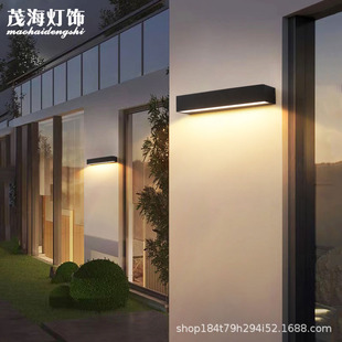 Outdoor Wall Lamp Waterproof Long Strip Exterior Wall Lamp Courtyard Fence Storefront Door Advertising Sign Single Head Bedside Wall Washer Lamp