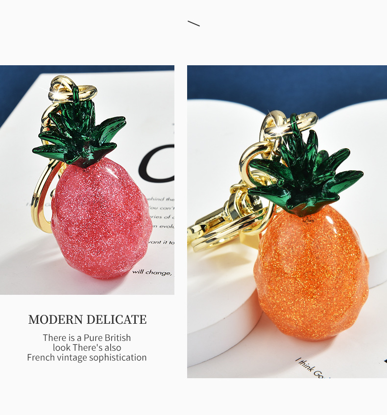 57g Weight Bag Pendant, Keychain Classification 1 Piece Quantity 1 Piece Cute Classic Style Pineapple Alloy Plating Bag Pendant Keychain