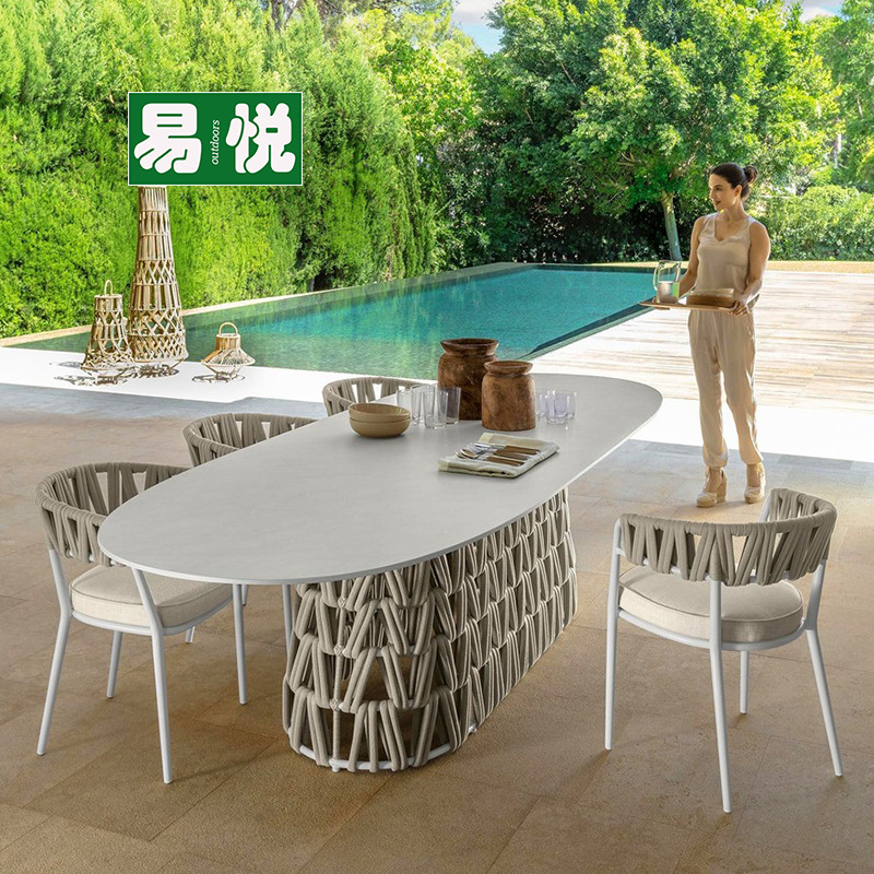 Mesa y silla al aire libre patio jardín villa balcón al aire libre silla de caña ocio impermeable y solar hotel silla de caña