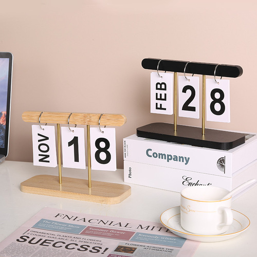 Modern simple wooden calendar page-turning perpetual calendar bedroom desk ornament holiday gift decorative desk calendar