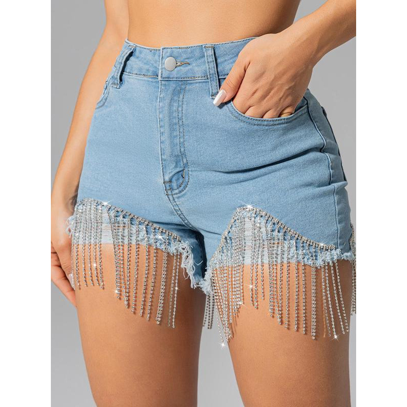 D 30709 Ripped Denim Shorts Ripped Denim Shorts with Frayed Edges