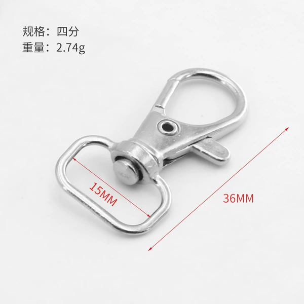 2.7g 4-cent square fish mouth buckle with inner diameter 15mm barrel plated silver