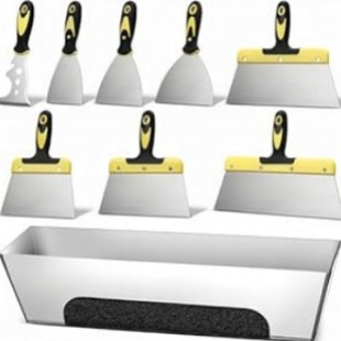 Stainless Steel Curved Putty Trowel, Fan-Shaped Mud Tray, Thickened Plastering Trowel for Painters and Masons