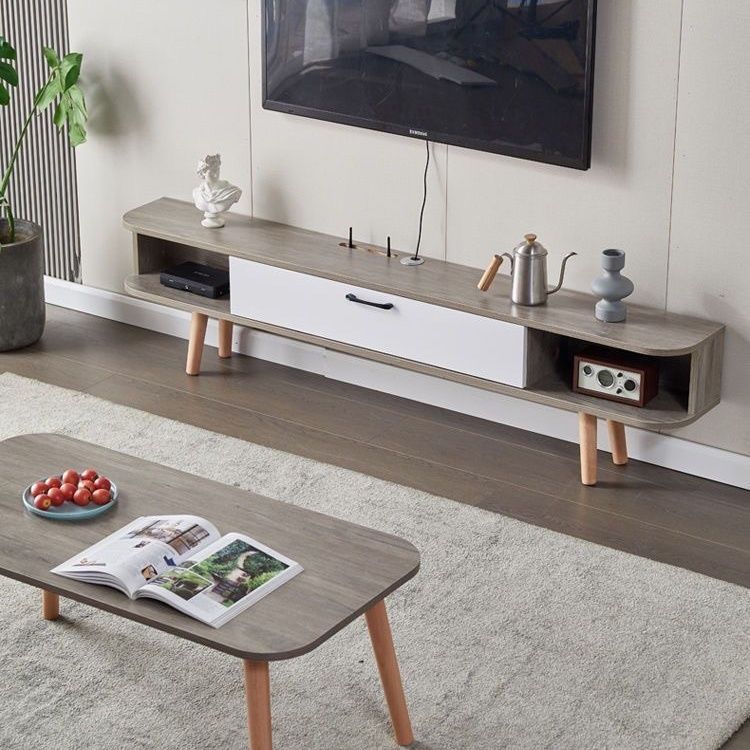 实木电视柜小户型实木腿落地简约经济型出租房客厅电视柜超窄简易