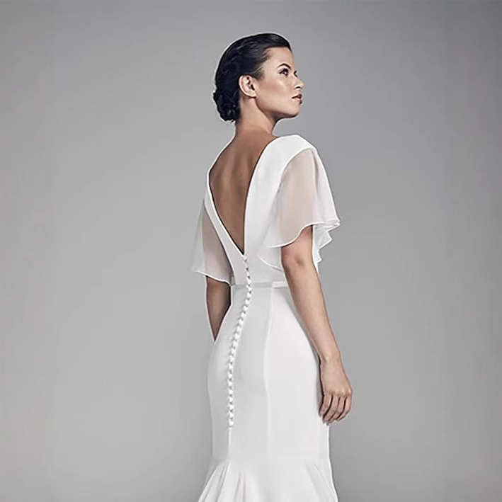 Europa y los Estados Unidos comercio exterior vestido 2024 nuevo vestido de dama de honor reunión anual de boda chiffon V vestido de noche largo vestido de vestido