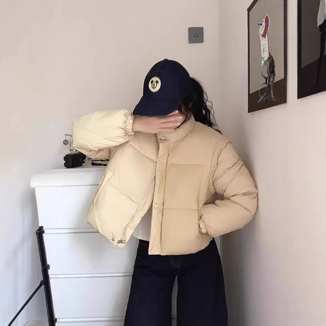 Mangas desmontables dos vestidos de algodón abrigo de ropa de algodón de invierno corto de 2024 nueva chaqueta de algodón cuello de pie ropa de pan grueso image 3