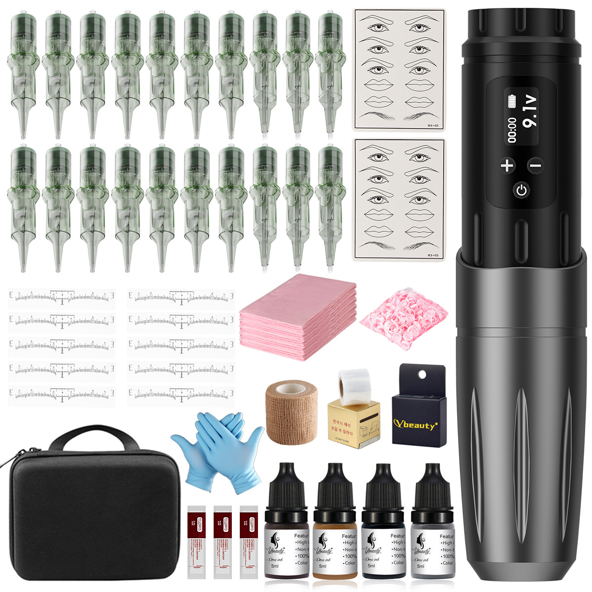 Máquina de tatuaje inalámbrica Ybeauty, con batería, para dibujar líneas y sombreado, todo en uno, modelo P3, para tatuajes de cejas.