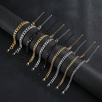 18K金属不锈钢饰品厂镀黑防水耐磨不掉色多种型号古巴NK扁链手链