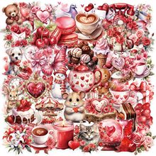 50张透明卡通告白礼物贴纸包 防水透明PET手账素材装饰吉他笔记本