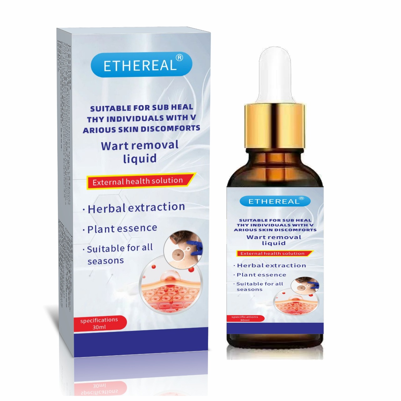 Líquido para el cuidado de la salud tópica 30ml al por mayor en stock, malestar en los callos, picazón en la piel, líquido para el cuidado de la salud de las verrugas planas image 1