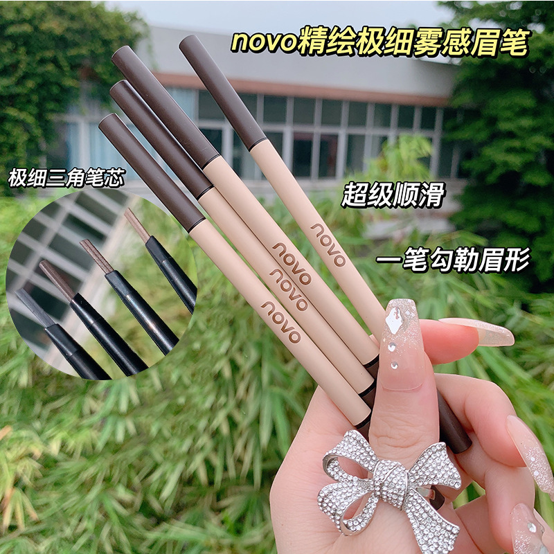 NOVO 小三角アイブロウペンシル 極細ヘッド 超微細 防水 色落ちしにくい にじみにくい まゆ毛が自然に見える|undefined