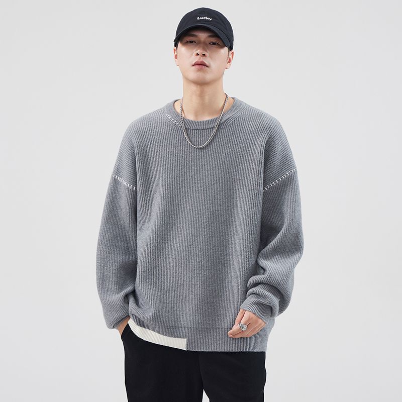 Round Neck Knitwear for Men 2025 Autumn and Winter Lazy Style Couple Trbottomy Brand Loose Thickeneded Warm Pullover Bottoming Knitwear for Men