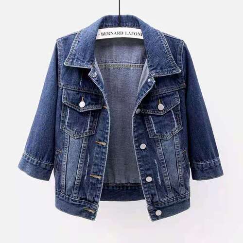 Women's Short Sleeve Denim Jacket - Spring and Autumn Season New Arrival, Korean Style, Fitted and Slimming, Open-Front Blazer, Versatile Top, In Stock