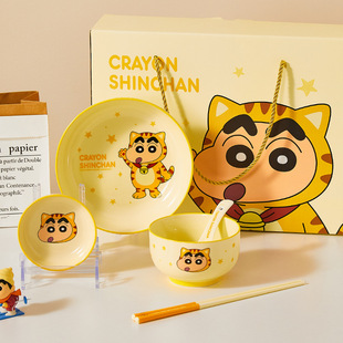 Crayon Shin Ceramic Tableware Rice Bowl Cute Plate High Appearant Value Dishes suit Gift Box suit New Year Gift