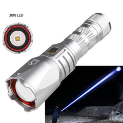 新型xhp160超亮集光懐中電灯TYPE-C充電30w白レーザー強光銀色遠射懐中電灯