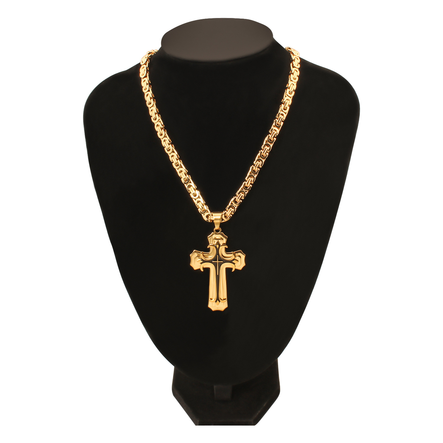 35g Weight Titanium Steel Pendant Material Pendant Necklace Classification Titanium Steel Chain Material 1 Piece Quantity Party, Carnival, Street Occasion Titanium Steel Material Cross Pattern Men's Gender Plating Design Exaggerated, Punk Style Exaggerated Punk Cross Titanium Steel Plating Men's Pendant Necklace 13
