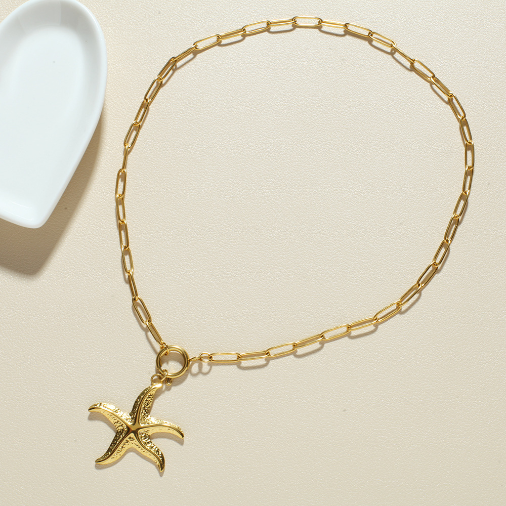 Starfish Conch Dolphin Vintage Style Marine Style 304 Stainless Steel 18K Gold Plated Pendant Necklace Lobster Trigger Clasp Closure display picture 2