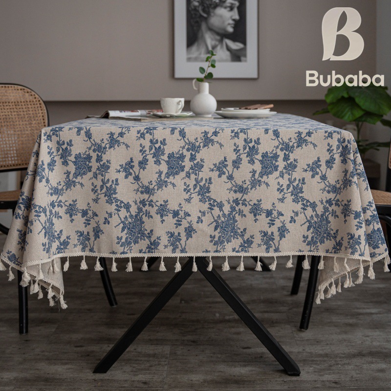 Cloth dad cross-border retro cotton and linen printed table cloth tassel tablecloth household coffee table dustproof cover towel spot wholesale