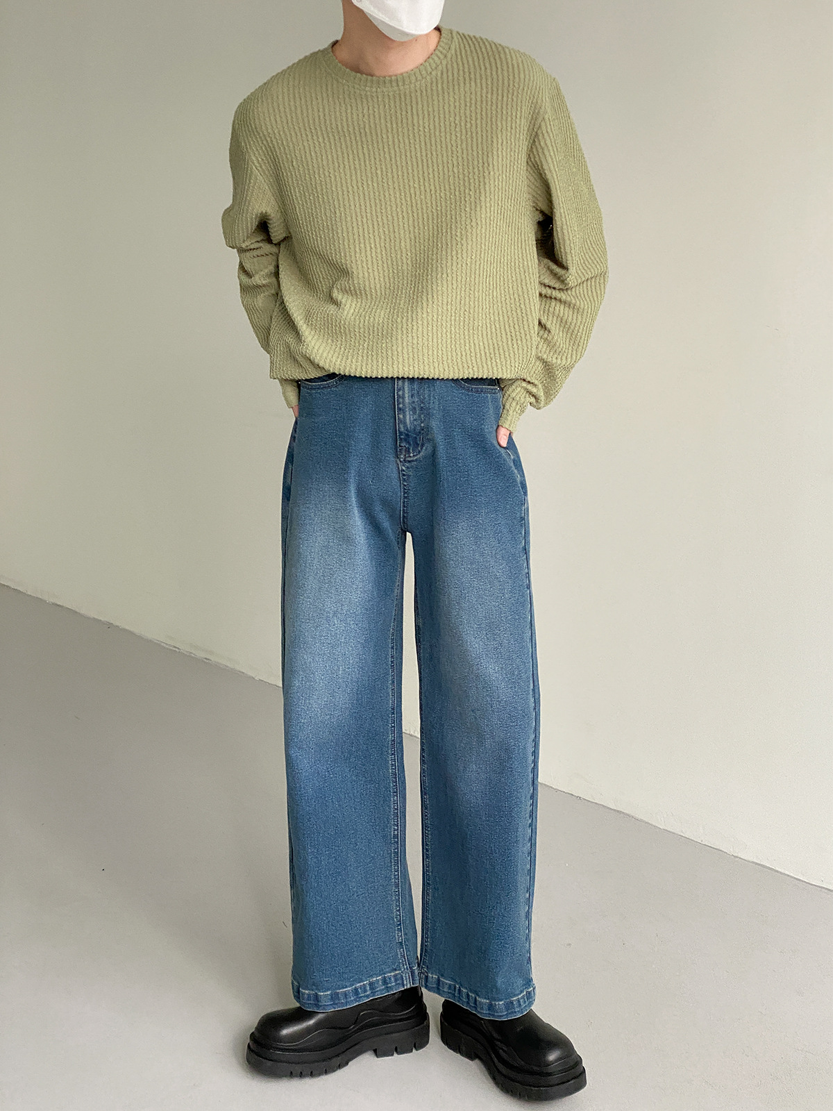 Texturéiert Pit Sträif Laangärm T-Shirt fir Hären Hierscht Loose Casual Shirt Weich Sticky Ins Round Hals Top Trendy Mark_voghion.com