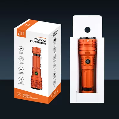 Lingfei JD-T2 Cross-Border High-Brightness Flashlight 1200 Lumens Rechargeable Telescopic Zoom Long-Range Outdoor Emergency Lighting (UV fənərlər) - jd-t2-alloy-orange-battery-not-included