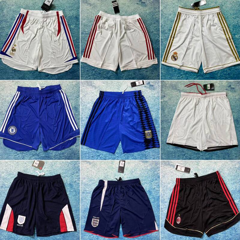 American Retro Football Shorts, Versatile for Men and Women, 06-07 Ac Milan, Real Madrid, England, in Stock, Can Be Mixed in Bulk American Retro Football Shorts, Versatile for Men and Women, 06-07 Ac Milan, Real Madrid, England, in Stock, Can Be Mixed in Bulk