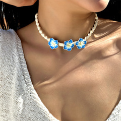 欧米のボヘミアンのリゾート風の花のネックレスのブレスレットのセットの夏のファッションの女性の優雅な柔らかい陶の花のネックレス