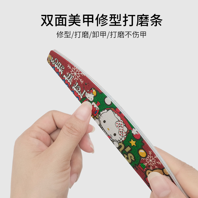 聖誕指甲銼彩印聖誕節圖案印花指甲銼條半月形銼條美甲工具