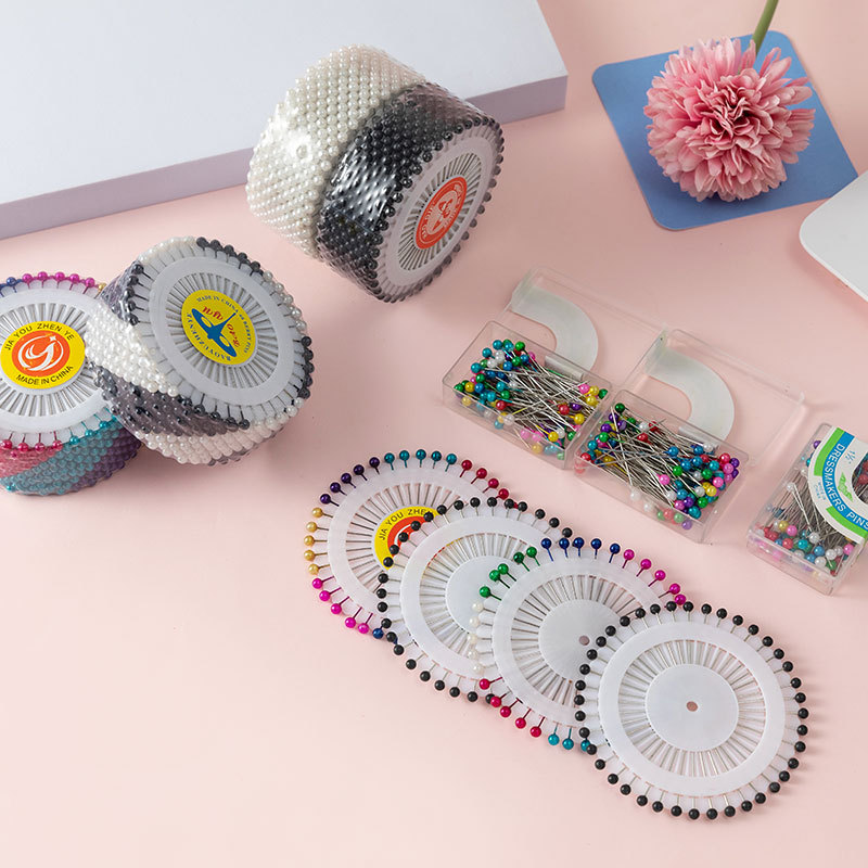 Manufacturer supplies colored pearlescent needle positioning pins, bouquet decorative pins, small flower-shaped bead needles 38mm