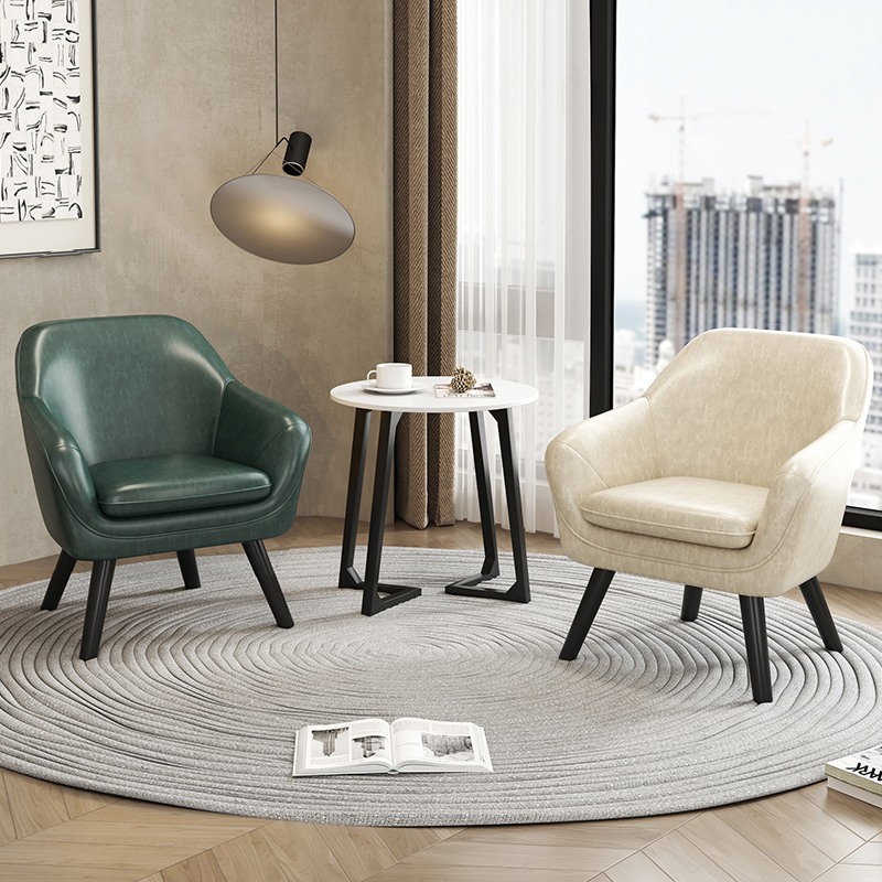 Balcón moderno sofá perezoso silla de ocio para una persona pequeña mesa de té de hotel de oficina lujoso apartamento cómodo piel