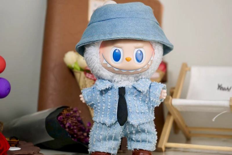 Labubu情侣装 17cm拉布布衣服甜蜜心动牛仔情侣套装玩偶潮玩娃衣|undefined