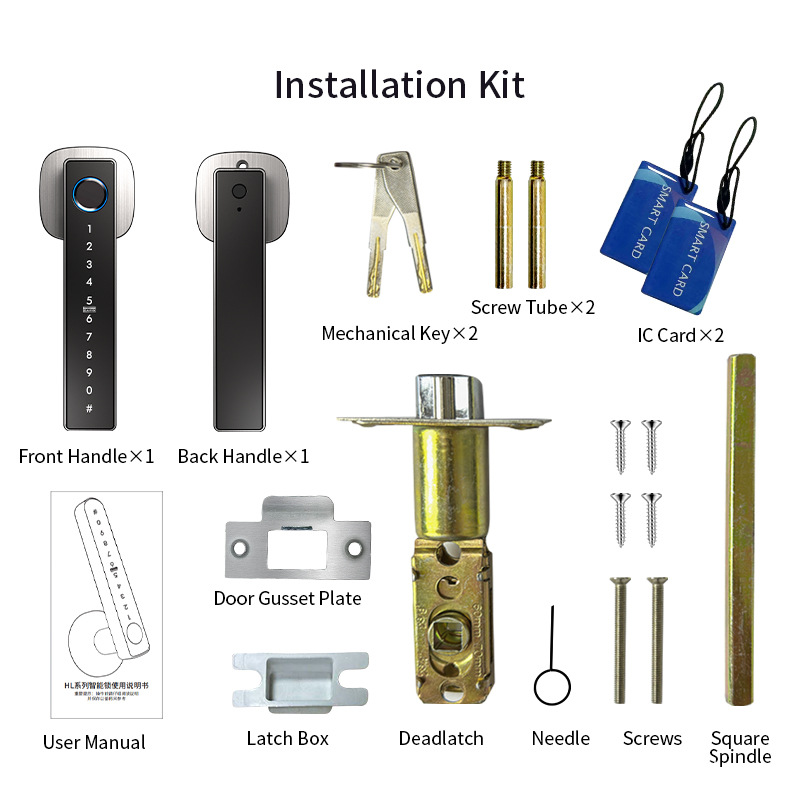 HL30-Nickel color (key + fingerprint + password + card swipe + Tuya Bluetooth)