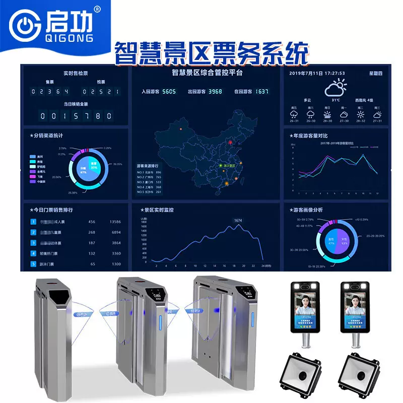 启功景区游乐园智慧票务系统智能管理收费软件售检票闸机验票系统