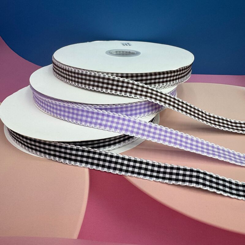 Ruffled Edge Plaid Ribbon 1- 4cm Wide Wavy Macaron Colored Ribbon for Cake Baking DIY Flower Packaging