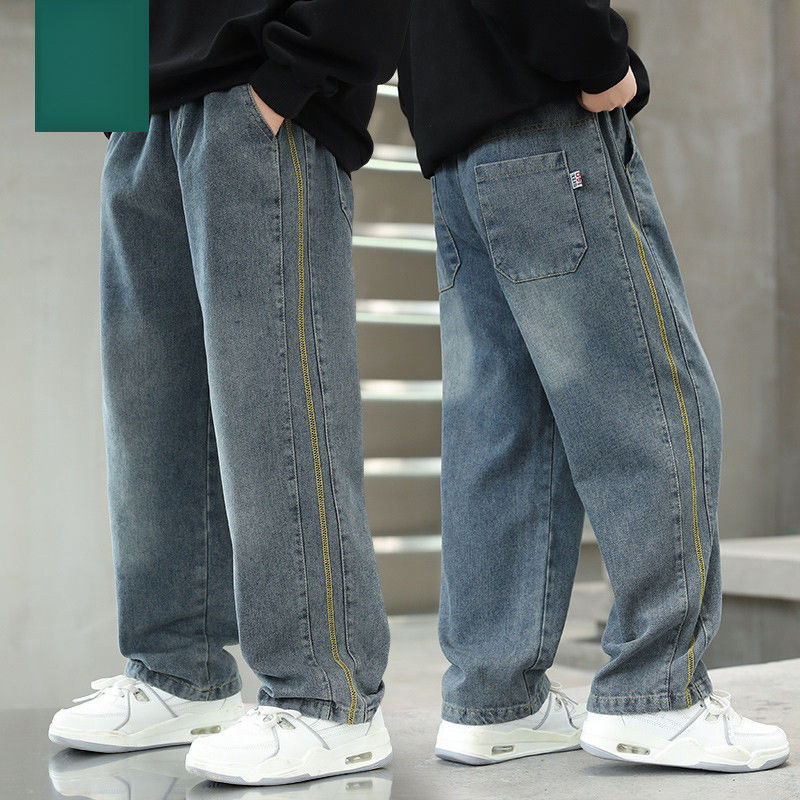 Boys' Jeans Spring New Casual Pants Summer Thin Children's Straight-Leg Loose Long Pants for Older Kids