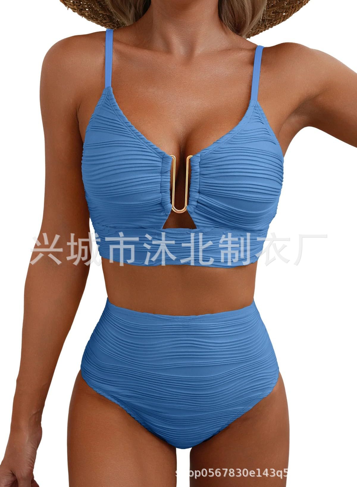 Bikini de Cintura Alta para Mujer de Poliéster para Natación y Fitness