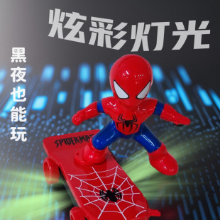 Spiderman Warrior Stunt Scooter Universal Wheel Rolling Body Light Children Electric Toy 360 Degree Rotation