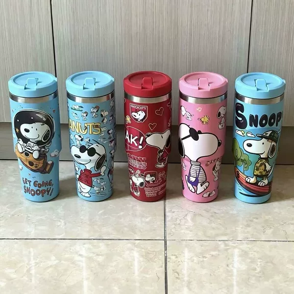 Cross-Border Cartoon Snoopy 30oz Single-Drink Car Cup Stainless Steel Large-Capacity Thermos Cup with Handle for Car Use Ice Cup