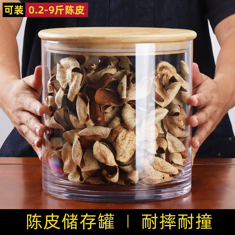 Chenpi Canc Деревянная крышка для хранения Специальный цилиндрический ПК прозрачный пластик не стеклянная банка