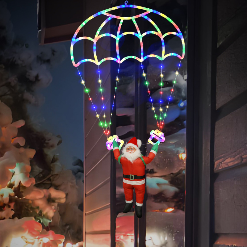 クリスマスライト LED サンタクロース パラシュート ルームライト ストリングライト 屋内外 クリスマス雰囲気装飾 ホリデーデコレーション|undefined