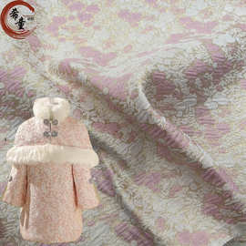 热销金丝小花提花织锦缎面料涤纶梭织大提花连衣裙礼服提花布