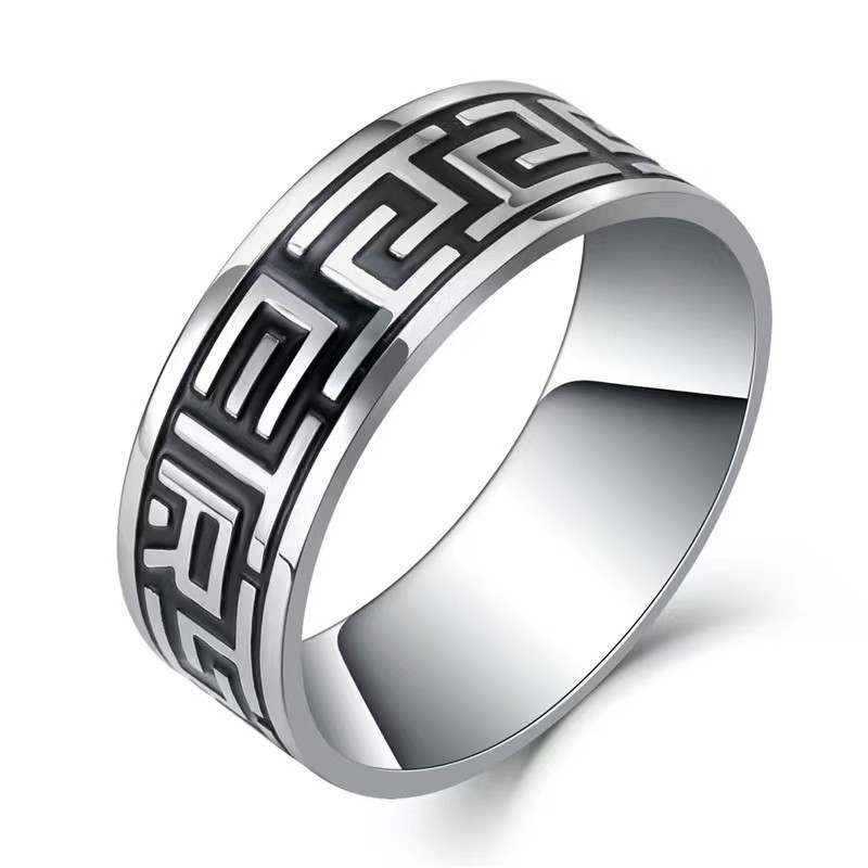 10g Weight Rings Classification 1 Piece Quantity Holiday, Banquet, Selfie Occasion 304 Stainless Steel Material Geometric, Waves Pattern All Seasons Season Unisex Gender Retro Style Retro Geometric Waves 304 Stainless Steel Unisex Rings Men Band Rings 1