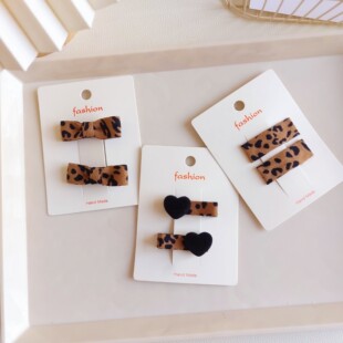 Baby Girl Treasure Early Autumn Leopard Print Hairpin BB Clip Full Bag Cloth Combination Back of Head Broken Hair Breaking Clip Simple Hairpin