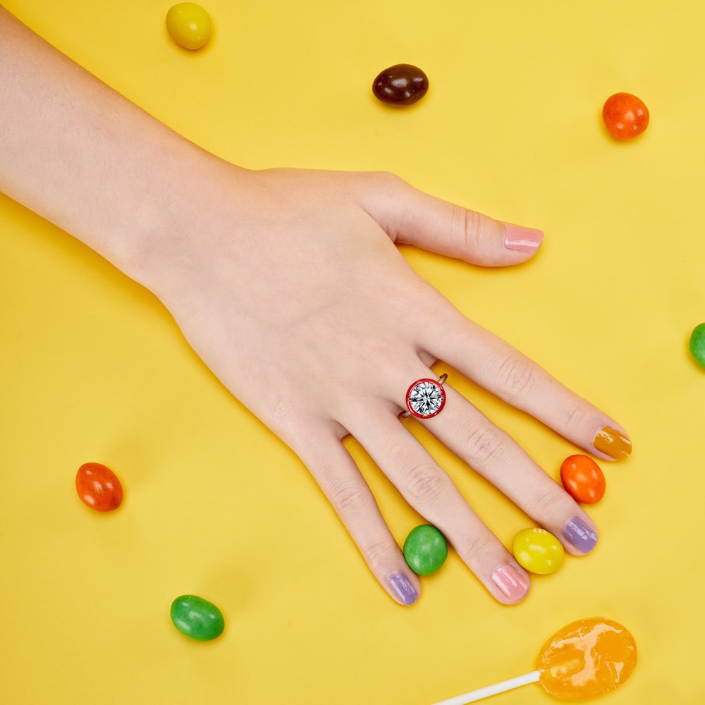 Fashion Geometric Sterling Silver Epoxy Zircon Rings