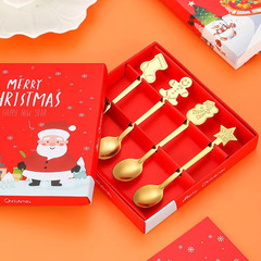 越境ステンレスクリスマス食器デザートアイスクリームコーヒースプーン創意クリスマススプーンセット