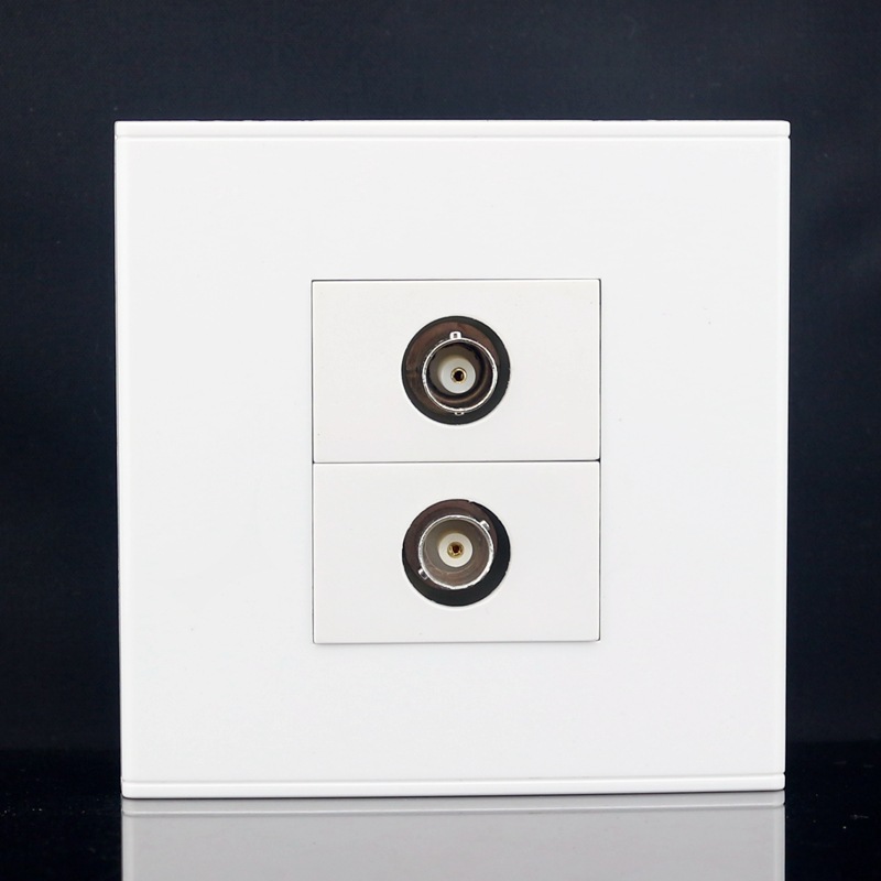 86型双口BNC焊接插座面板二位Q9头SDI插座面板多媒体墙壁墙插面板